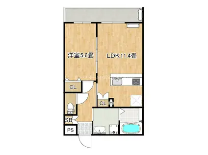 ひまわり(1LDK/3階)の間取り写真