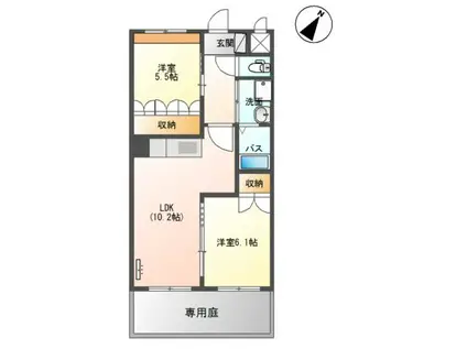 コンフォース・イイヅカ(2LDK/1階)の間取り写真