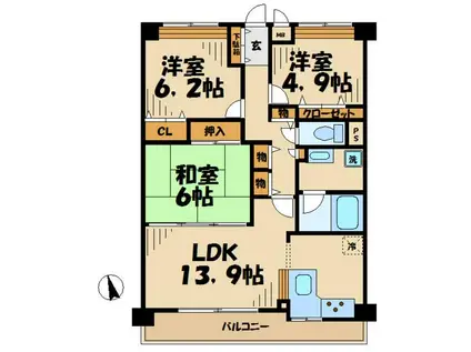 リリーウェル(3LDK/3階)の間取り写真