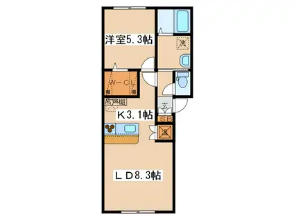 キュアラ(1LDK/1階)の間取り写真