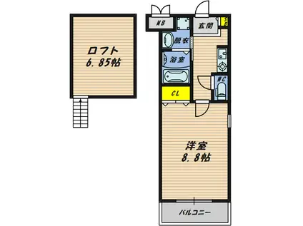スリーブランチ(1K/3階)の間取り写真