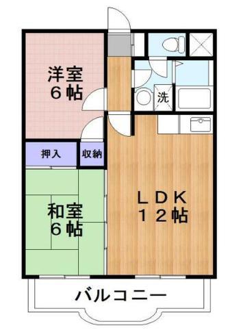 CALM徳王(2LDK/2階)の間取り写真
