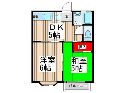 コーポ仲田2(2DK/2階)の間取り写真