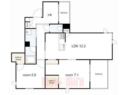 SHAMAISON HARMONIE甲子園(2LDK/3階)の間取り写真