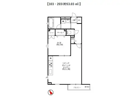 WISTARIA KAGURAZAKA(1LDK/2階)の間取り写真