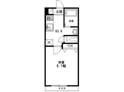 エクシート(1K/2階)の間取り写真