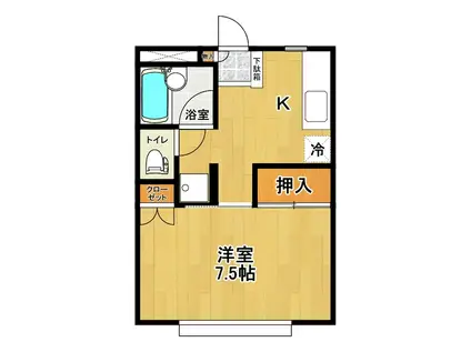 大沼コーポ(1DK/1階)の間取り写真