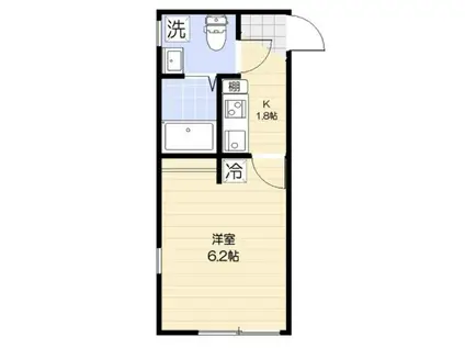 中台ヒルズ(1K/2階)の間取り写真