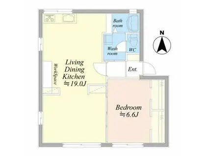 ディアスブリッツァ B(1LDK/1階)の間取り写真