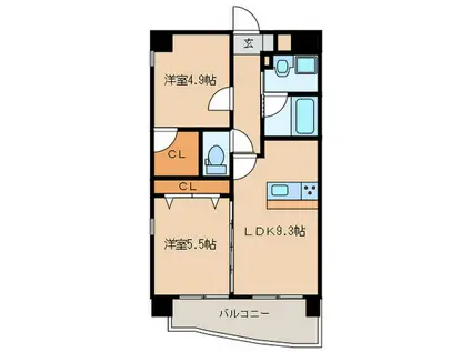 ザ・ヒルズ戸畑(2LDK/10階)の間取り写真