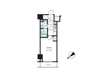 CASA SPLENDIDO TORANOMON ESTカーサスプレ(1K/12階)の間取り写真