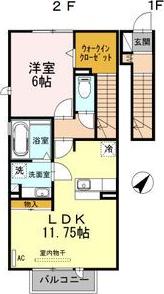 コモンセージ(1LDK/2階)の間取り写真