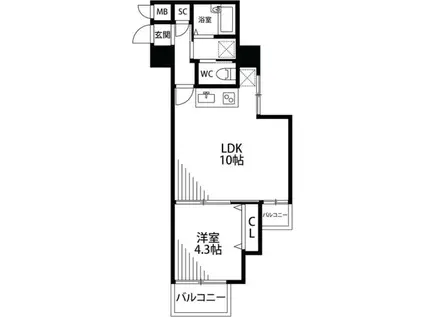 朝日三番町プラザ(1LDK/2階)の間取り写真