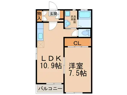 NハウスII(1LDK/2階)の間取り写真