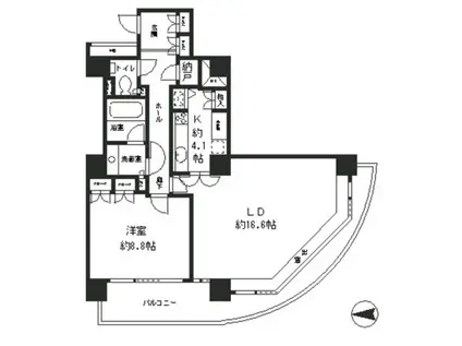 RIVER POINT TOWER(1SLDK/13階)の間取り写真