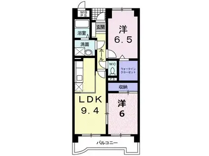 クレセント・イースト(2LDK/3階)の間取り写真