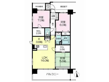 アルファステイツ宮西(3LDK/7階)の間取り写真
