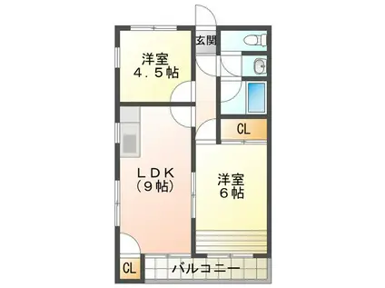 Mキューブ(2LDK/2階)の間取り写真