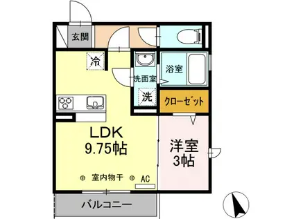グリーンフォレスト府中(1LDK/3階)の間取り写真