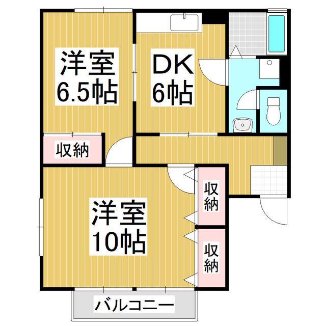 クレストファイブD(2DK/1階)の間取り写真