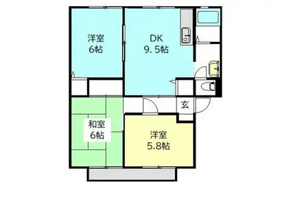 サンビレッジ浜野 B棟(3DK/2階)の間取り写真