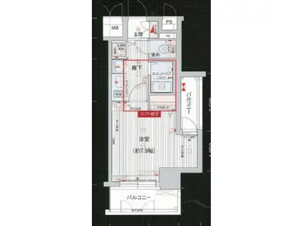 プレサンス名古屋駅前アクシス(1K/2階)の間取り写真