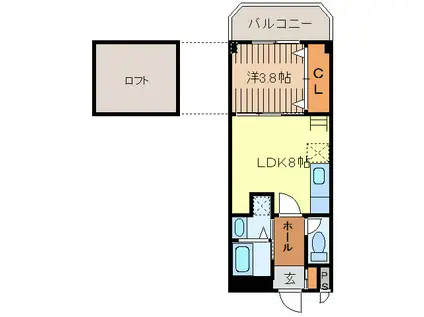 ソルエステ(1LDK/2階)の間取り写真