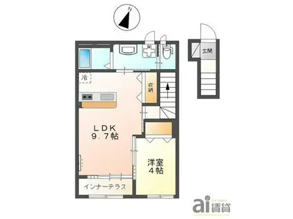 グランブレス日向(1LDK/2階)の間取り写真