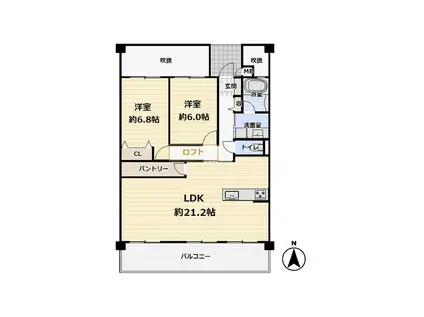 ファミールハイツ鳳サウスフォレスト1番館(2LDK/9階)の間取り写真