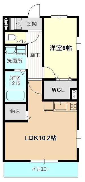 グローバル ガーデン(1LDK/2階)の間取り写真