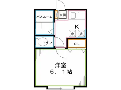 AZESTRENT 一橋学園 II(1K/1階)の間取り写真