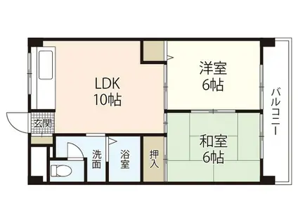 コーポ・カワチ(2LDK/4階)の間取り写真