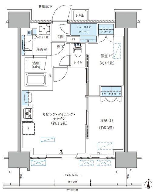 パークアクシス西大島コンフォートスクエア(2LDK/13階)の間取り写真