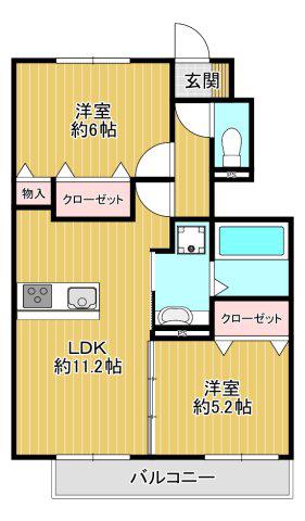 ボヌールメゾン(2LDK/1階)の間取り写真