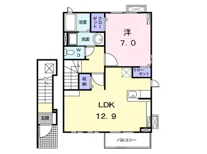 プロムナード ハイネ(1LDK/2階)の間取り写真