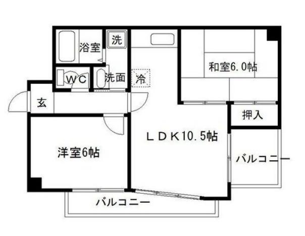 ライフ野江(2LDK/4階)の間取り写真