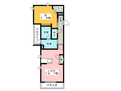 ラピス・ディオーネ(1LDK/3階)の間取り写真