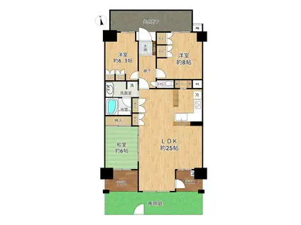 レーベンハイム朝霞台グランジール(3LDK/1階)の間取り写真