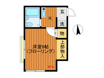 ハイツ吉井(1K/2階)の間取り写真