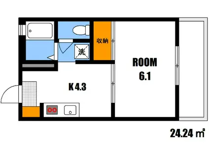 セフィラSSK B棟(1K/1階)の間取り写真