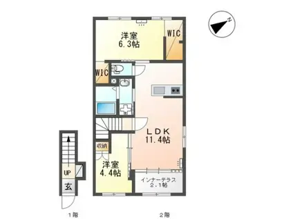 石井町アパート(2LDK/2階)の間取り写真