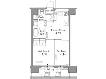 パークアクシス東陽町(2DK/10階)の間取り写真