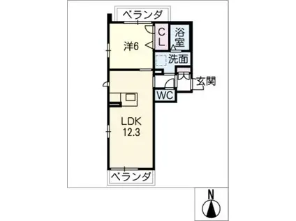プレミアスII(1LDK/3階)の間取り写真
