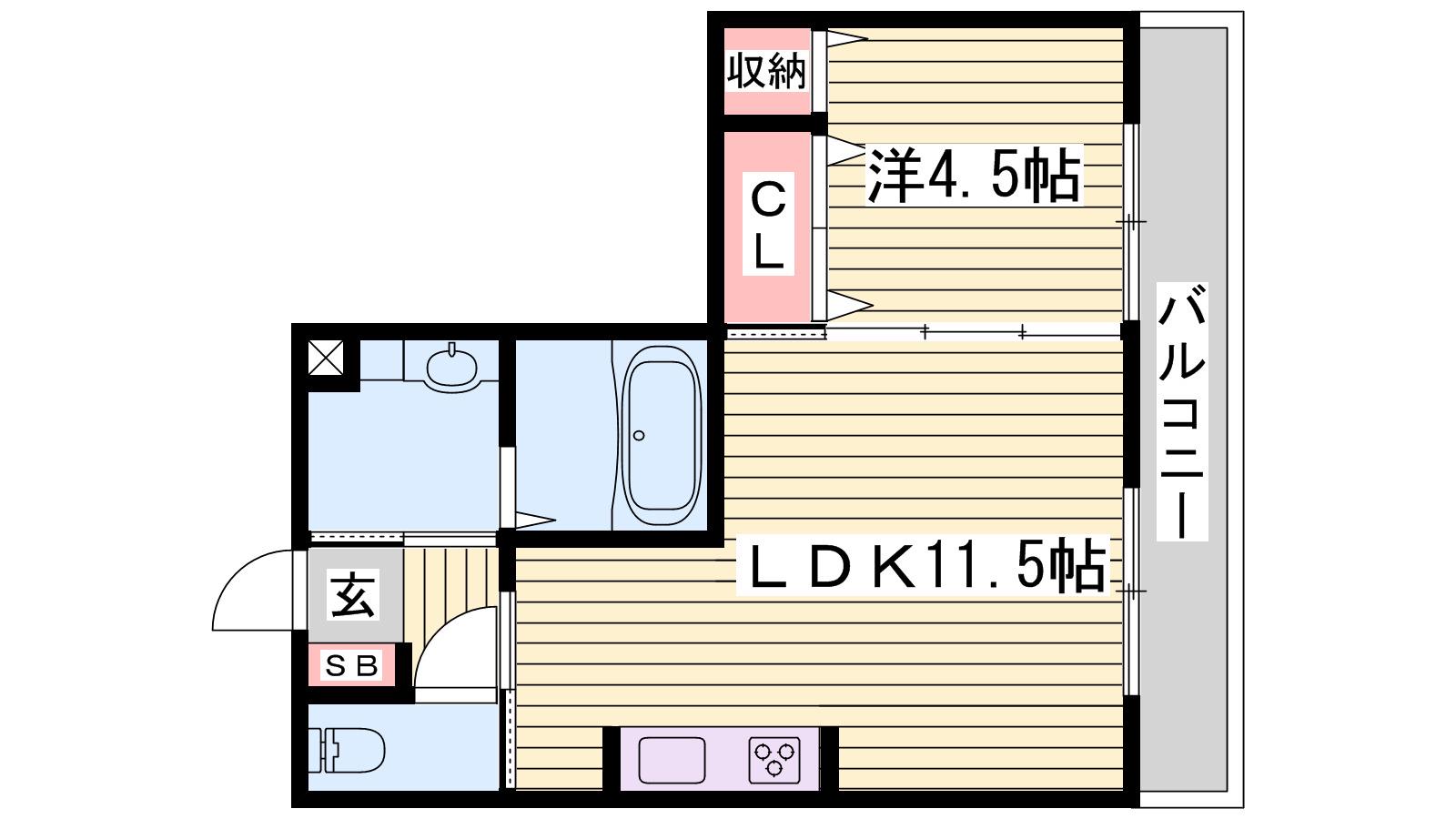 ベルフォーレII(1LDK/2階)の間取り写真