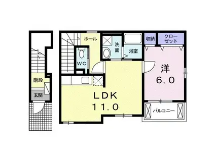 ディアコート(1LDK/2階)の間取り写真