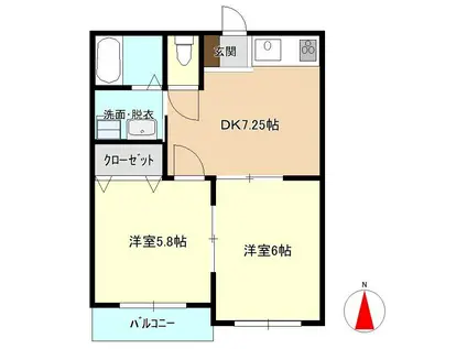 コスモスIII(2DK/2階)の間取り写真