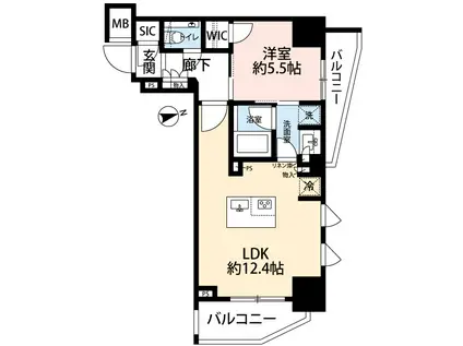 シェフルール鶴見STATION ONE(1LDK/3階)の間取り写真