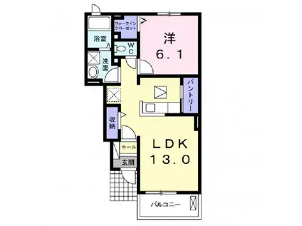 ベルアージュ I(1LDK/1階)の間取り写真
