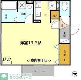 メイプルブランシェI/II(ワンルーム/2階)の間取り写真