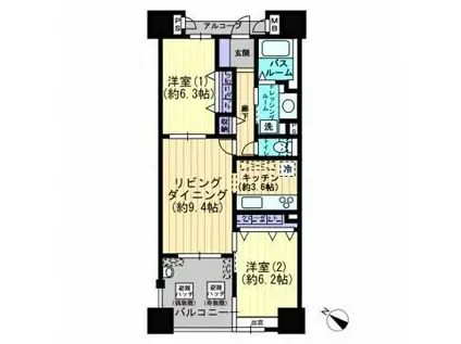 サーパスシティ福山駅前(2LDK/5階)の間取り写真